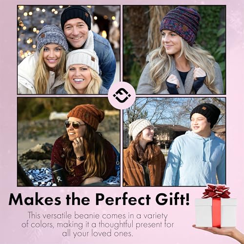 Funky Junque Exclusives Slouchy Beanie for Women – Oversized Winter Hat, Chunky Cable Knit Beanies, Soft Warm Unisex Slouch Hats for Cold Weather - Heather Grey