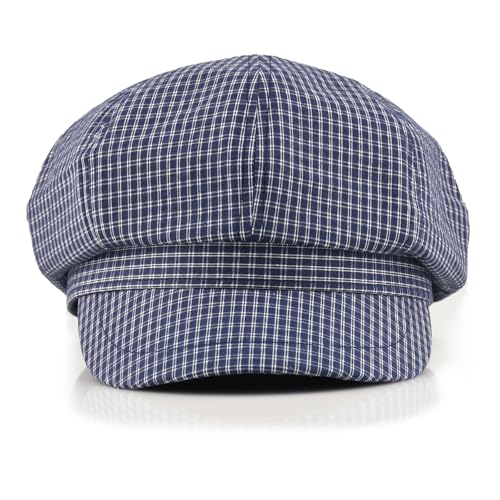 Newsboy Hats for Women - Retro Classic Plaid Hat Fashionable British Irish Beret Cap Girls Vintage Dressy Caps - color: Blue Plaid