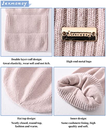 jaxmonoy Slouchy Beanies for Women Winter Lightweight Ladies Knit Hat Cuffed Soft Warm Slouch Beanie Cap - Brown - color: Pink