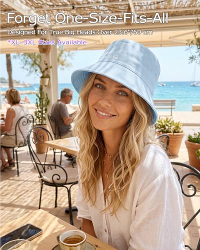 Zylioo XL 2XL Bucket Hat for Big Heads,Reversible Sun Hat Foldable - color: Black-orange, size: Large-X-Large