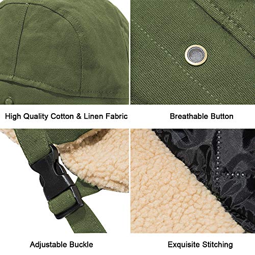 Peicees Aviator Hat and Goggles Pilot Costume Set for Adult Men and Women - style: Green Hat+white Frame/Clear Lens