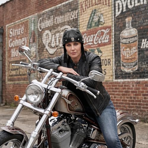 Biker Cap for Women Punk Motorcycle Skull Cap Adjustable Stylish Doo Rag Headwrap for Riding Outdoor Activities - color: Skull B