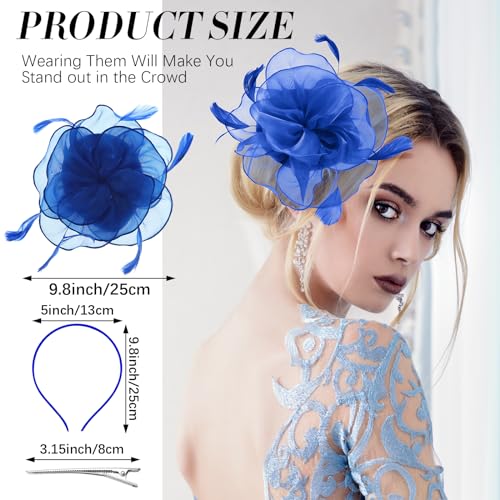 Tarpop 16 Pcs Fascinators Hat Tea Party for Women Flower Mesh Fascinators Hat Wedding Feather Headband Cocktail Hair Clip - color: Colorful, style: Stylish