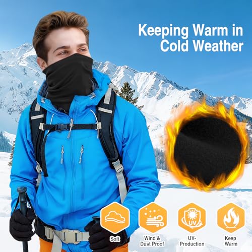 LUOLIIL VOE 2 Pack Winter Neck Gaiter Warmer for Men&Women,Windproof Face Cover Fleece Face Mask Scarf for Cold Weather Sport - color: Black+pink