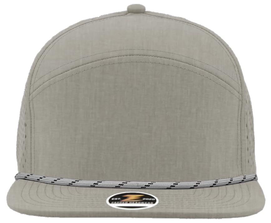 Osprey R+ Premium Medium Profile 7-Panel Rope Brim Hat | Performance Snapback Cap | Blanks for Custom Embroidery and Patches - color: Heather Grey - Grey Twisted Rope