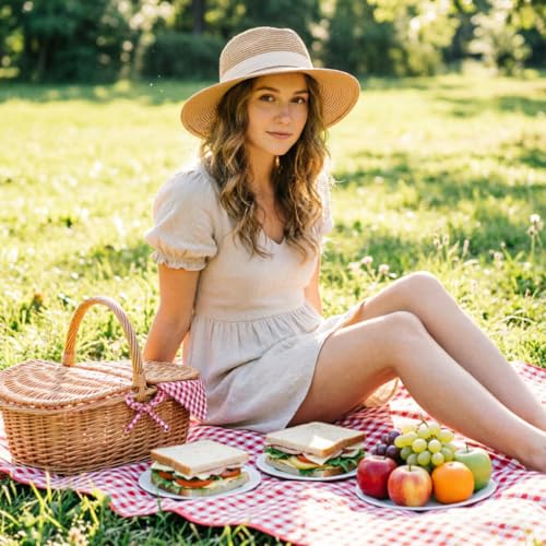 DRESHOW Women Straw Panama Hat Travel Fedora Beach Sun Hat Summer Wide Brim Straw Roll up Hats UPF 50+ - color: Fedora a Khaki (Beige Hatband)