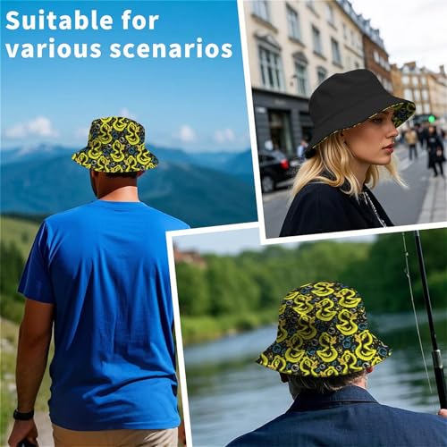 Amasnay Neon Bucket Hat Cotton Double-Side-Wear Reversible Sun Hat for Women Men, Summer Vacation Travel Beach Fisherman Hat - color: Neon Duck