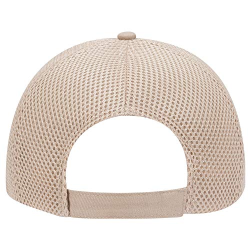 OTTO Cotton Twill w/Polyester 6 Panel Low Profile Air Mesh Baseball Cap - color: Khaki