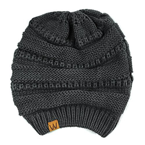 allydrew Winter Thick Knit Beanie Slouchy Beanie for Men & Women - color: Charcoal Grey
