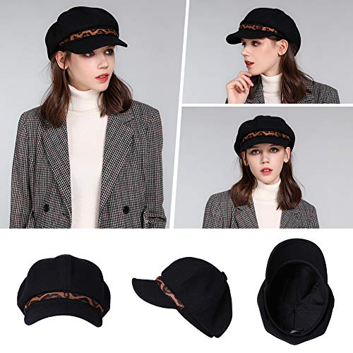 Comhats Women's Wool Winter Warm Newsboy Hats, Fashion Pageboy Beret Cap - color: 91611_black, size: Medium