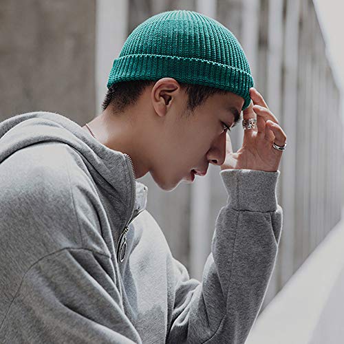jerague Men Women Knit Beanie Cotton Winter Solid Color Brimless Hat Skull Cap Harbour Cuffed Hat - color: Grey