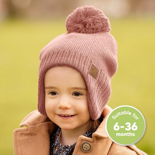 KeaBabies Baby Beanies, Winter Baby Hats for Boys, Girls (Tea Rose, 6-36M) - color: Tea Rose