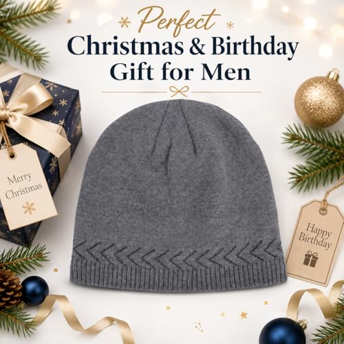 Oversize XXL Winter Beanie Knit Hat for Men - color: D1-grey