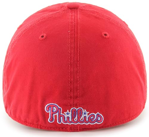 47 MLB Team Color Primary Logo Franchise Fitted Baseball Hat Cap, Unisex Adult - Philadephia Phillies - Red (Medium)