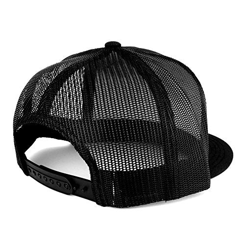 Trendy Apparel Shop Bahamas Flag 5 Panel Flatbill Trucker Mesh Snapback Cap - color: Black