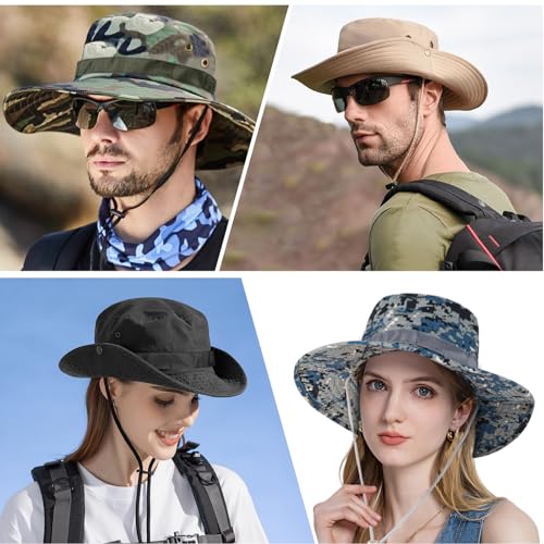 Rosoz Sun Hats for Men Women Bucket Hat UPF Protection Wide Brim Boonie Hat - color: 1pack-light Gray Digital
