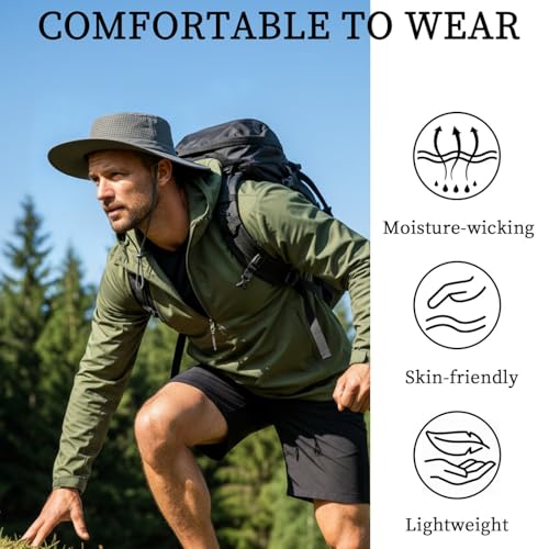Men Breathable Adjustable Safari Boonie Hat - color: Dark Gray