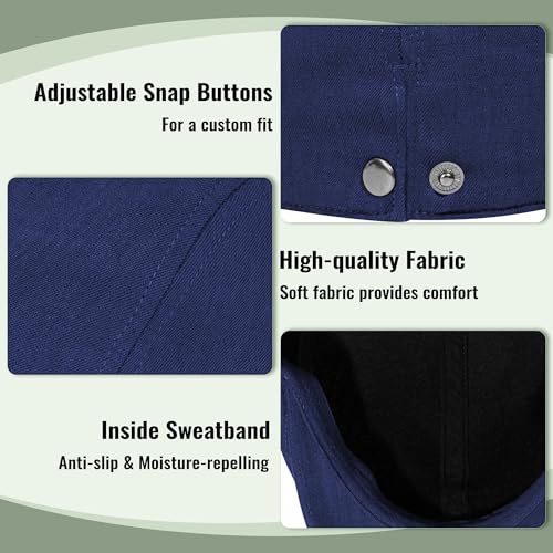Flat Cap for Men Newsboy Caps Linen Mens Hats Golf Hat Irish Ivy Gatsby Cabbie Driving - color: Navy, size: Medium