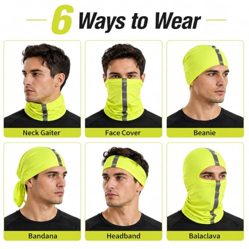 SATINIOR 4 Pcs Neck Gaiter Face Mask for Men, High Vis - color: Yellow