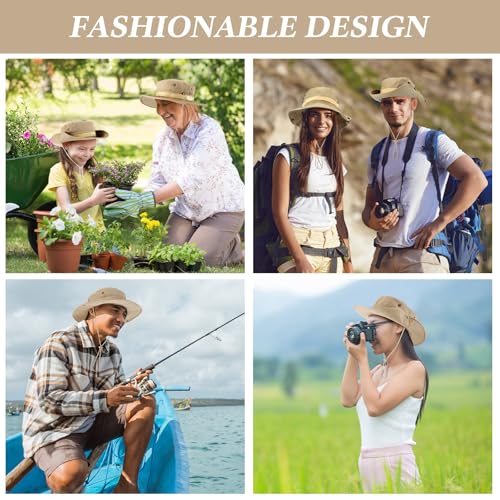 Eurzom 30 Pcs Bucket Hat Bulk Wide Brim Boonie Hats Safari Fishing Sun Hat with Chin Strap
