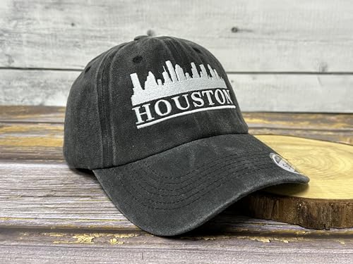 America State City Flag Hats - color: Houston Skyline (Washed Black)