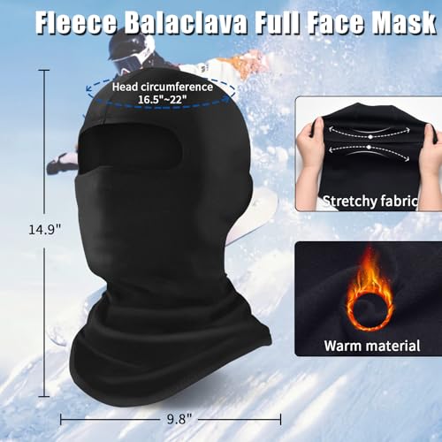 Xeoxarel Winter Ski Mask for Men Women, Thermal Balaclava, Full Face Cover - color: 1 Pack - Black Fleece Ski Mask