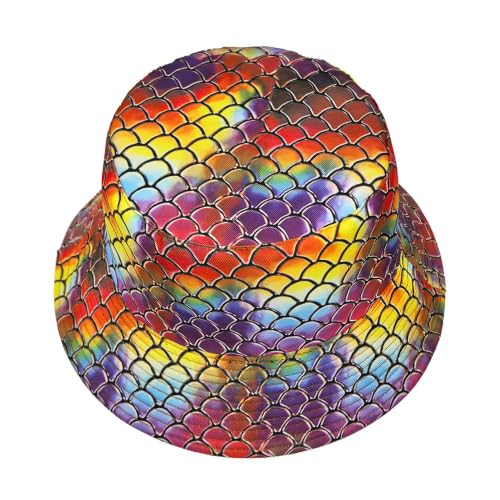 Quanhaigou Bucket Hat for Men Women,Packable Reversible Printed Sun Hats,Fisherman Outdoor Summer Travel Hiking Beach Caps - color: Colorful Scale