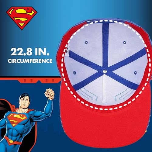 Concept One Unisex Adult DC Comics Superman Baseball Cap, Adult Adjustable Snapback Hat with Flat Brim for Men and Women - color: Blue