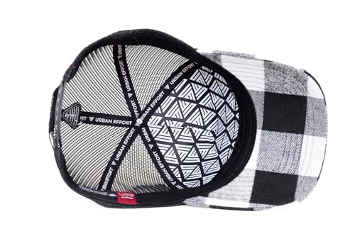 Urban Effort Trucker Hat for Men & Women, Mesh Back Baseball Cap, 5 Panel - color: Black + White Pattern, style: Mesh Back
