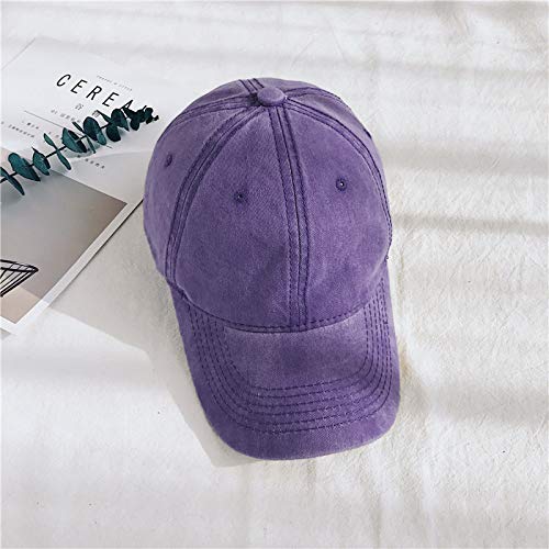 HH HOFNEN Baseball Cap Washed Cotton Unstructured Vintage Hat for Men Women - color: #1 Purple