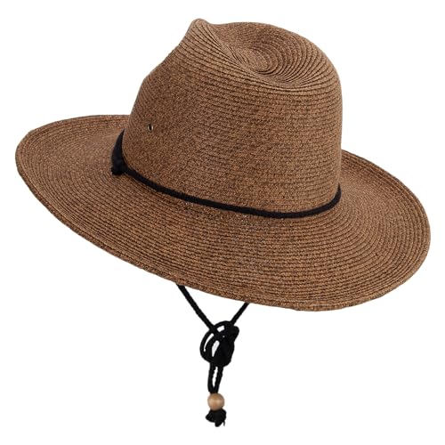 Jeanne Simmons Men's UPF 50+ Chin Cord Safari Hat - color: Brown, size: Large