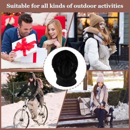 Winter Fleece Balaclava Warm Men Hood Hat Knit Women Hooded Scarf - color: Black