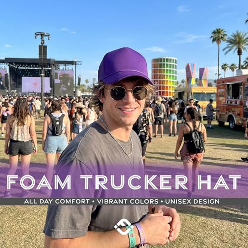 Funky Junque Blank Mesh Foam Lightweight Snapback Trucker Hat - color: Dark Purple