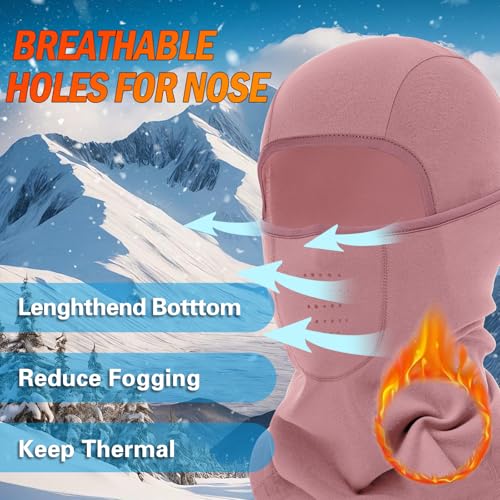 Breathable Balaclava Ski Mask for Men Women, Warm Winter Face Mask for Cold Weather Motorcycling Skiing Outdoor Work - color: Dark Pink