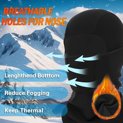 Breathable Balaclava Ski Mask for Men Women, Warm Winter Face Mask for Cold Weather Motorcycling Skiing Outdoor Work - color: Black+black