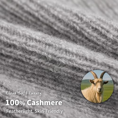 100% Cashmere Beanie for Women and Men, Soft Warm Winter Knit Hat - color: Gray
