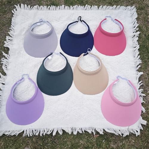 2 Pack Sun Visors Women Wide Brim Clip on Summer Hats Adjustable UV Protection - color: Purple,pink