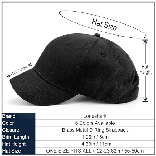 Loneshark Short Brim Baseball Hat for Running Small Bill Umpire Cap - color: Black