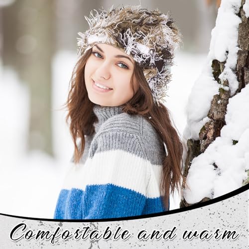 Chuarry Distressed Knitted Beanie Fuzzy Winter Hat - color: Assorted Brown White