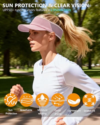 Sports Sun Visor for Women Men, Summer Cooling Stretchy Visors Hats - color: Light Pink
