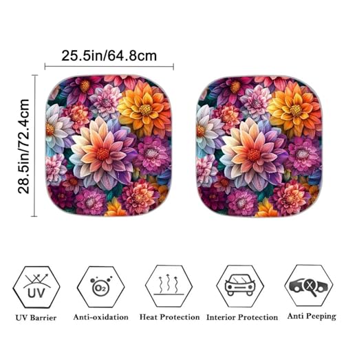 Renewold Boho Flower Windshield Sun Shade for Car, Foldable Front Window Cover with UV and Heat Protection, Keep Your Car Interior Cooler - color: Boho Flower Dahlia