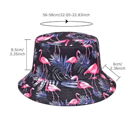 Quanhaigou Bucket Hats Unisex Summer Travel Beach Fisherman Cap for Men Women Teens - color: Flamingo Leaf