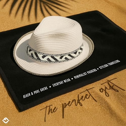 Funky Junque Short Brim Fedora Packable Sun Hat for Women - color: White