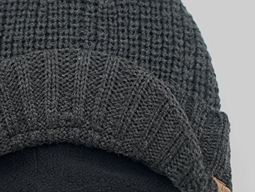 Home Prefer Men's Winter Hat Thick Knit Beanie Cap with Visor Newsboy Beanie Hat - color: Dark Gray