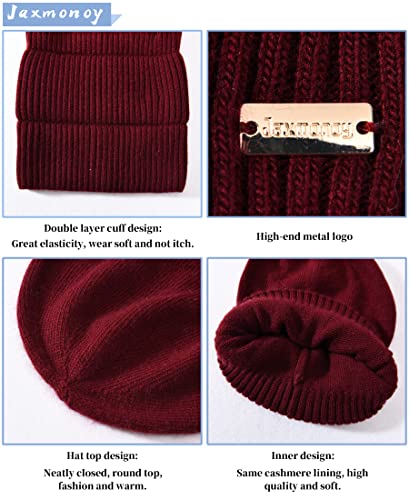 jaxmonoy Slouchy Beanies for Women Winter Lightweight Ladies Knit Hat Cuffed Soft Warm Slouch Beanie Cap - Brown - color: Wine Red