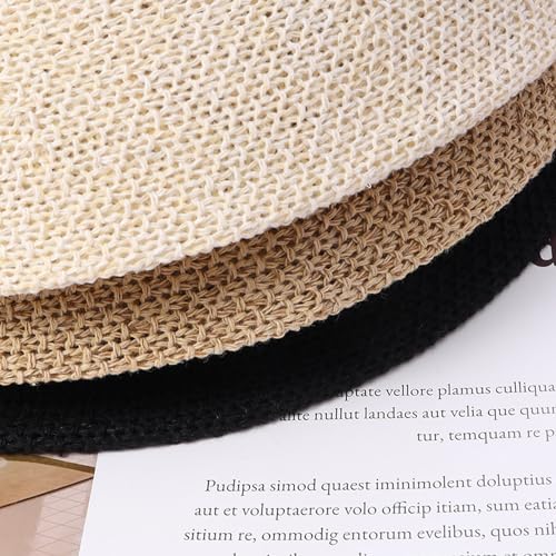 MILAKOO Crochet Bucket Hat Knit Braided Floppy Soild Color Cap for Women Foldable Sun Bowler Hat - color: C1: Beige