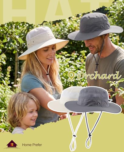 Home Prefer UPF 50+ Men's Sun Hat Wide Brim Bucket Hat UV Protection Hat for Mens Womens Beach Safari Gardening Golf Fishing - color: Ivory