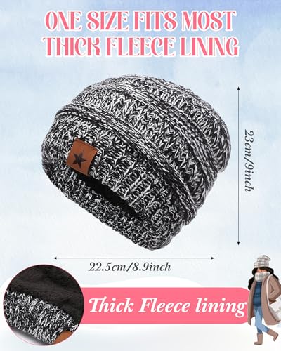 JaGely 8 Pieces Women Winter Hats and Gloves Set Women Warm Touchscreen Knitted Lined Gloves Winter Beanies - color: Black, Mixed Khaki