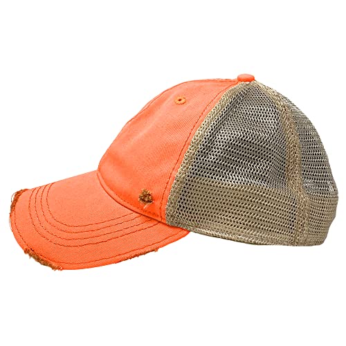 Vintage Distressed Baseball Cap – Unstructured Fit Adjustable Snapback Hat for Men & Women - color: Washed Orange