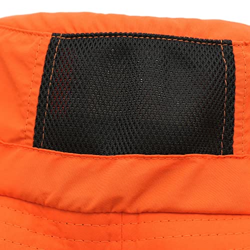 Men Bucket Hat Wide Brimmed Foldable Ladies Surf Sun Hat UPF50+ - color: Orange